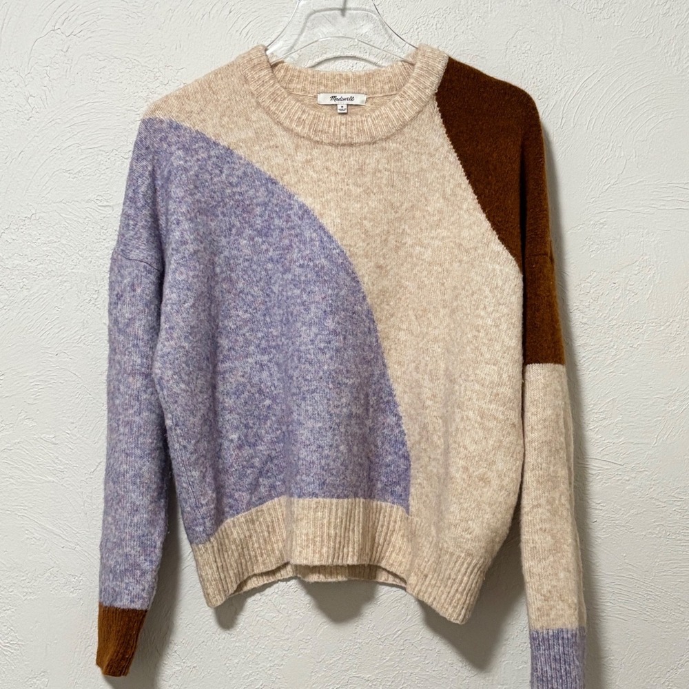 Madewell Sweater Size M - Wool Camel Hair - Colorblock - Cropped Boxy Warm